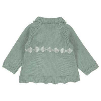 Picture of Carmen Taberner Girls Knitted Long Sleeve Jacket - Green White
