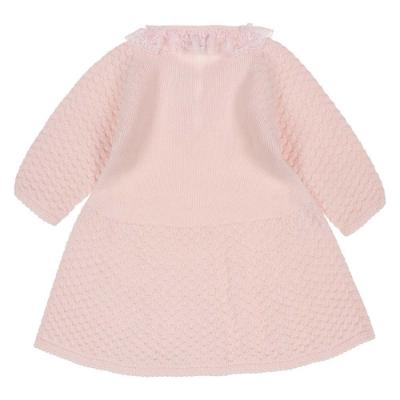 Picture of Carmen Taberner Knitted Dress With Lace Neckline - Pink