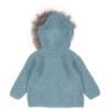 Picture of Carmen Taberner Knitted Cardigan With Faux Fur Trim Hood - Blue