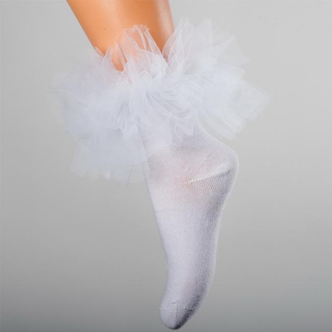 Picture of Daga Tulle Ruffle Ankle Socks - White