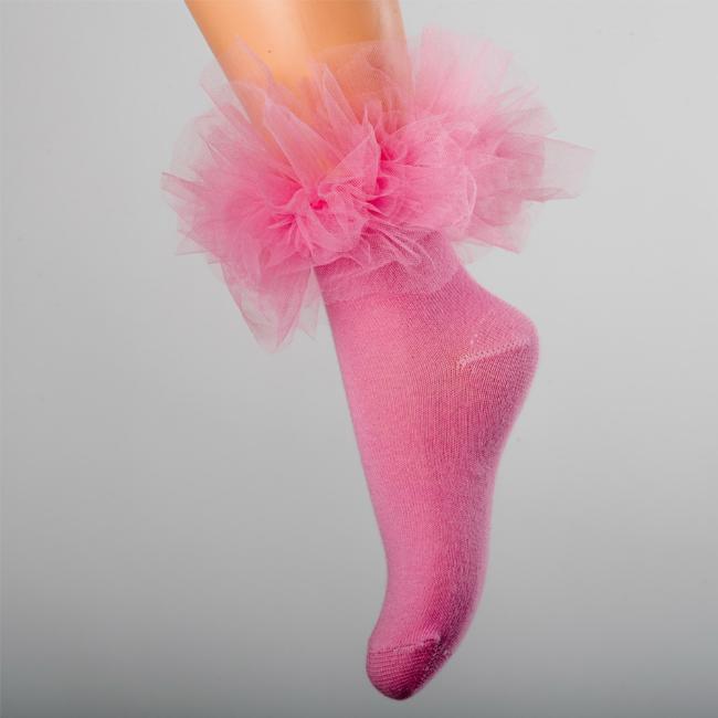 Picture of Daga Tulle Ruffle Ankle Socks - Fuchsia Pink