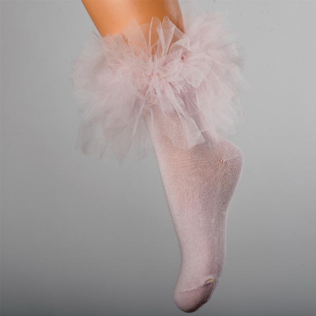 Picture of Daga Tulle Ruffle Ankle Socks - Pale Pink