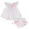 Picture of Miss P Girls Smocked Bishop Bodice Dress & Panties Set - White Pink