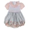 Picture of Miss P Smocked Bodice Ruffle Collar Tea Party Romper Hairclip Set - Pink
