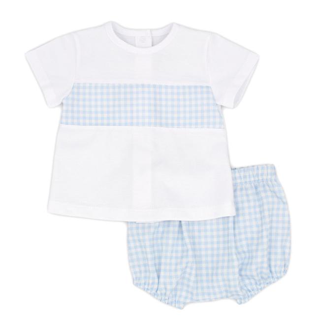 Picture of Rapife Baby Boys Top & Gingham Pants Set - White Blue