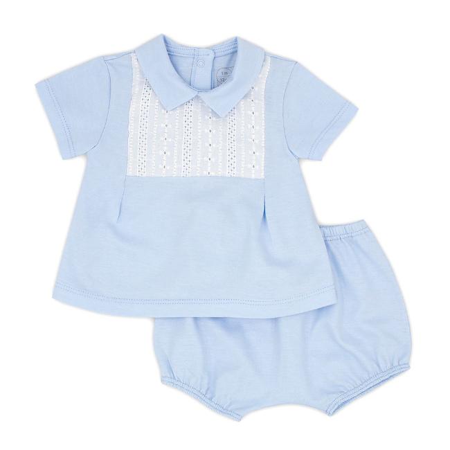 Picture of Rapife Baby Boys Pointed Collar Top &  Pants Set - Blue