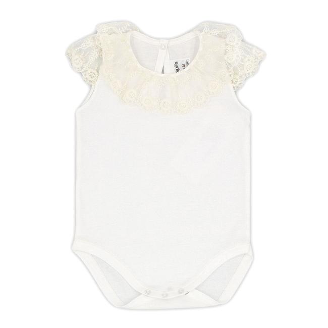 Picture of Rapife Baby Girls Lace Ruffle Collar Bodysuit - Ivory