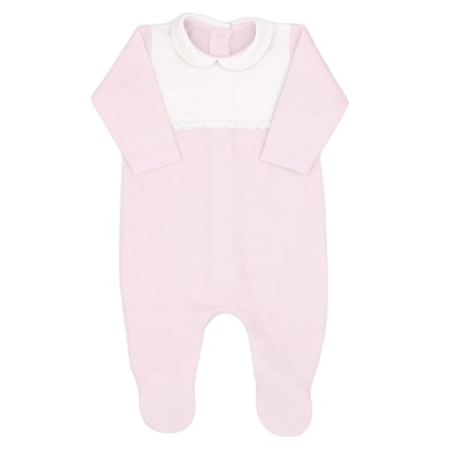 Picture of Rapife Baby Girls Pique Bodice Babygrow - Pink White