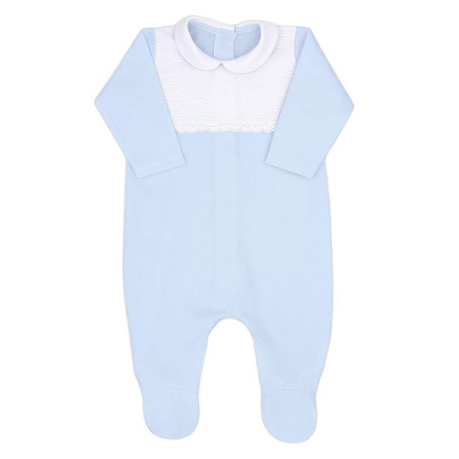 Picture of Rapife Baby Boys Pique Bodice Babygrow - Blue White