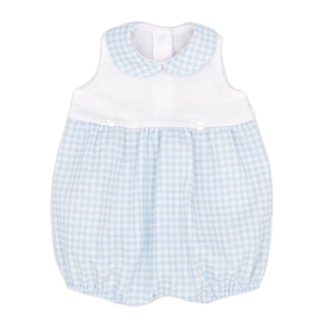 Picture of Rapife Baby Boys Sleeveless Gingham Romper - White Blue