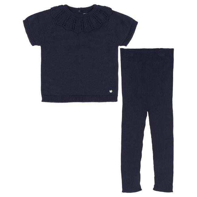 Picture of Wedoble Cobweb Collar Top & Ribbed Leggings Set - Navy