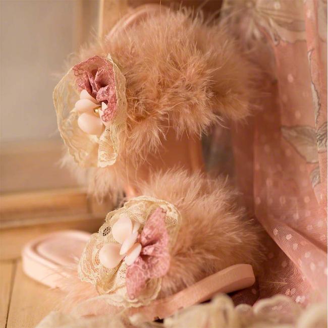 Picture of Meriche Alta Costura Dream Bonnie Vintage Style Slippers - Pink