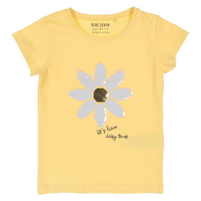 Picture of Blue Seven Girls Sequin Flower Top - Yellow 