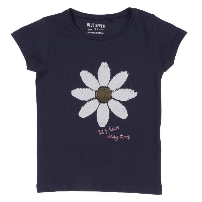 Picture of Blue Seven Girls Sequin Flower Top - Night Blue