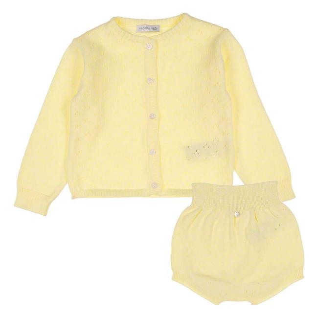 Picture of Wedoble Baby Girls Fine Knit Cardigan & Panties Set - Lemon