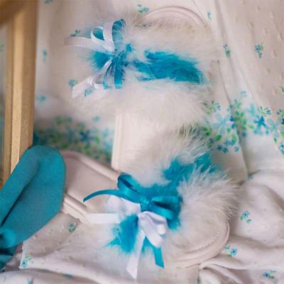 Picture of Meriche Alta Costura Dream Beatrice Vintage Style Slippers - White Blue