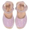 Picture of Calzados Cienta Peep Toe Glitter Leather Sandal - Pink