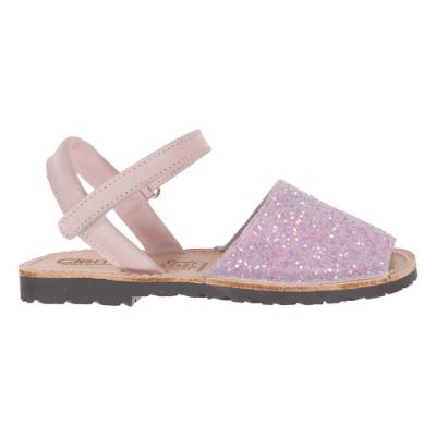 Picture of Calzados Cienta Peep Toe Glitter Leather Sandal - Pink