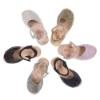 Picture of Calzados Cienta Peep Toe Glitter Leather Sandal - Pink