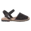 Picture of Calzados Cienta Peep Toe Glitter Leather Sandal - Black