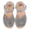 Picture of Calzados Cienta Peep Toe Glitter Leather Sandal - Silver