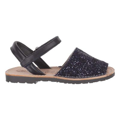 Picture of Calzados Cienta Peep Toe Glitter Leather Sandal - Navy