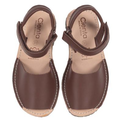 Picture of Calzados Cienta Peep Toe Napa Leather Sandal - Brown