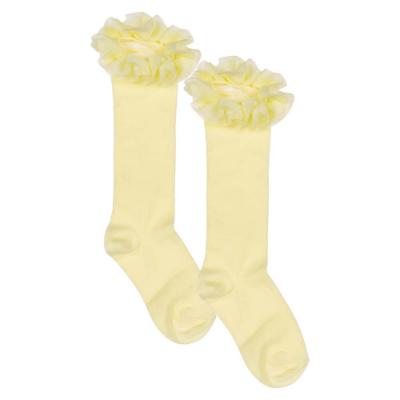 Picture of Meia Pata Occasion Knee Sock Pleated Tulle Ruffle - Lemon