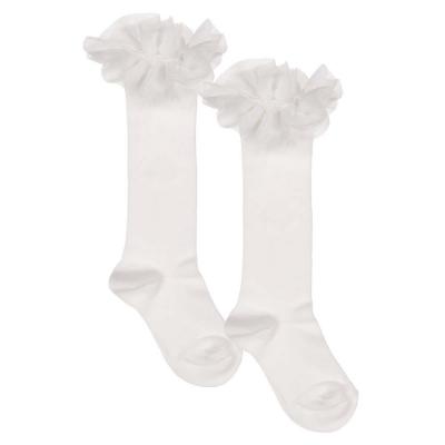 Picture of Meia Pata Occasion Knee Sock Pleated Tulle Ruffle - Ivory