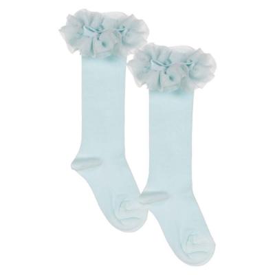 Picture of Meia Pata Occasion Knee Sock Pleated Tulle Ruffle - Water Blue