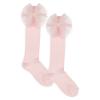 Picture of Meia Pata Openwork Knee Sock Large Organza Side Bow - Baby Pink