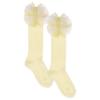 Picture of Meia Pata Openwork Knee Sock Large Organza Side Bow - Lemon