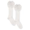 Picture of Meia Pata Openwork Knee Sock Large Organza Side Bow - Ivory