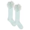 Picture of Meia Pata Openwork Knee Sock Large Organza Side Bow - Water Green