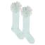 Picture of Meia Pata Openwork Knee Sock Large Organza Side Bow - Water Green