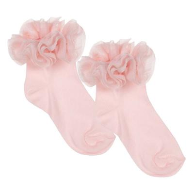 Picture of Meia Pata Occasion Ankle Sock Pleated Tulle Ruffle - Baby Pink