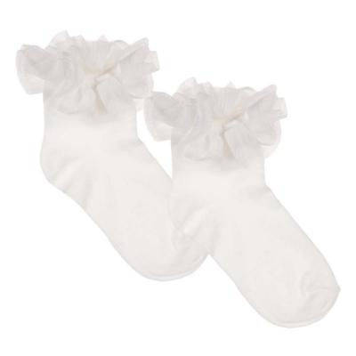 Picture of Meia Pata Occasion Ankle Sock Pleated Tulle Ruffle - Ivory