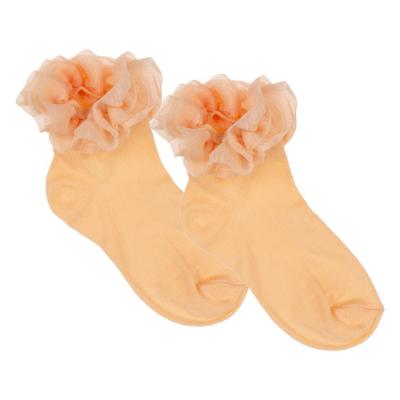 Picture of Meia Pata Occasion Ankle Sock Pleated Tulle Ruffle - Peach