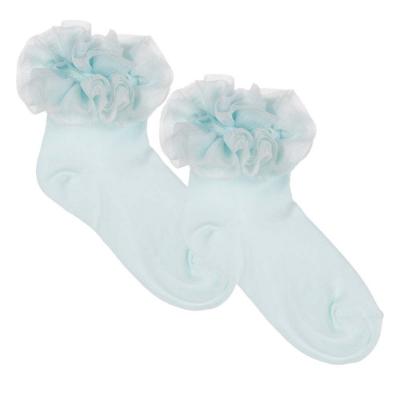 Picture of Meia Pata Occasion Ankle Sock Pleated Tulle Ruffle - Water Blue