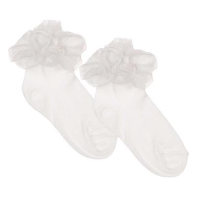 Picture of Meia Pata Occasion Ankle Sock Pleated Tulle Ruffle - White