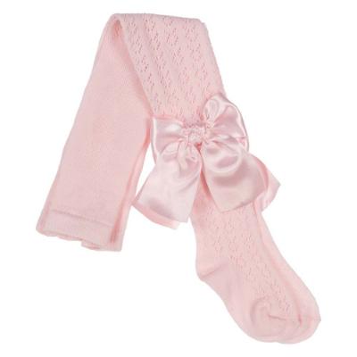 Picture of Meia Pata Occasion Openwork Tights Large Satin Bow - Baby Pink