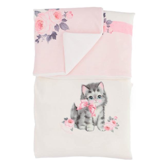 Picture of Monnalisa Bebe Girls Kitty Roses Blanket - Pink