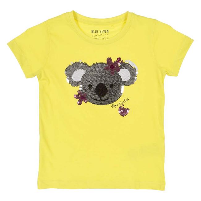 Picture of Blue Seven Girls Love Koalas Sequin Top - Yellow