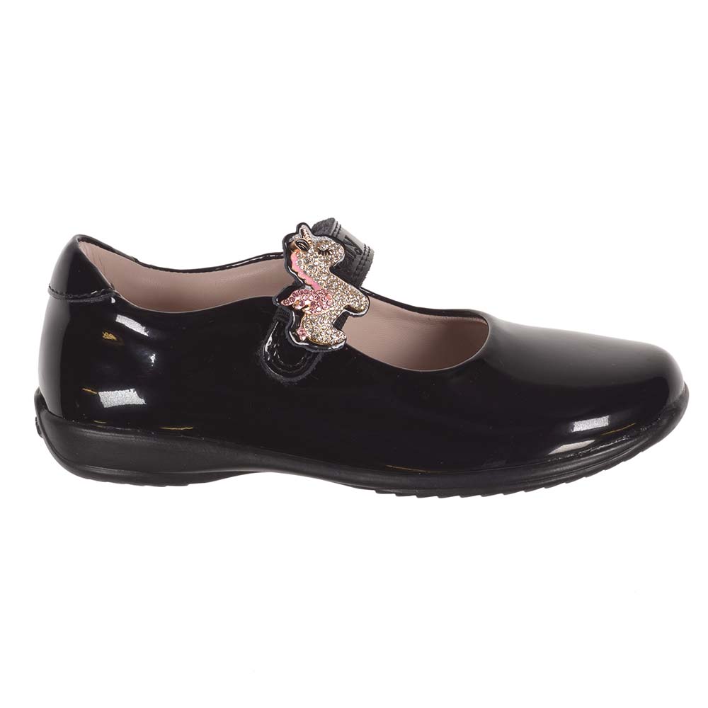 Lelli Kelly Bliss Unicorn Dolly School Shoe F Fitting Black Patent