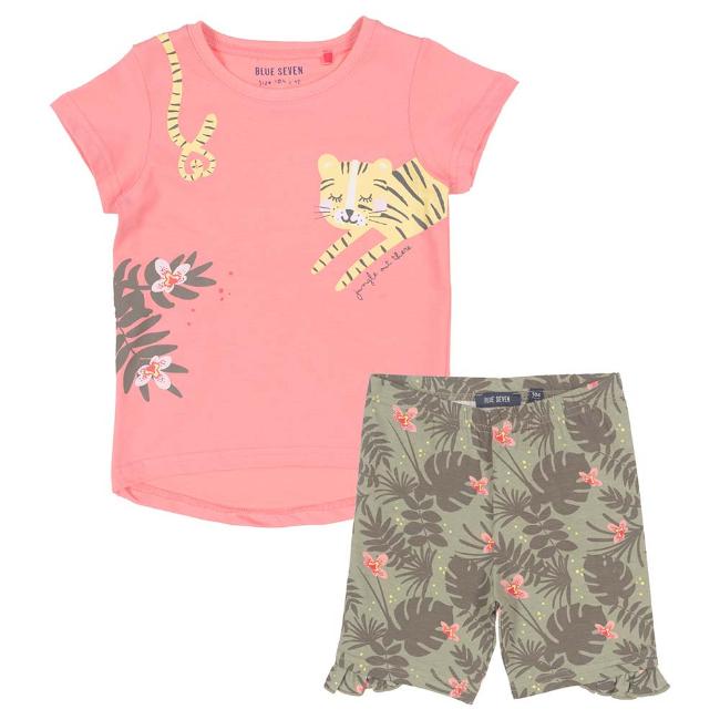 Picture of Blue Seven Girls Tiger Top & Jungle Shorts Set - Coral