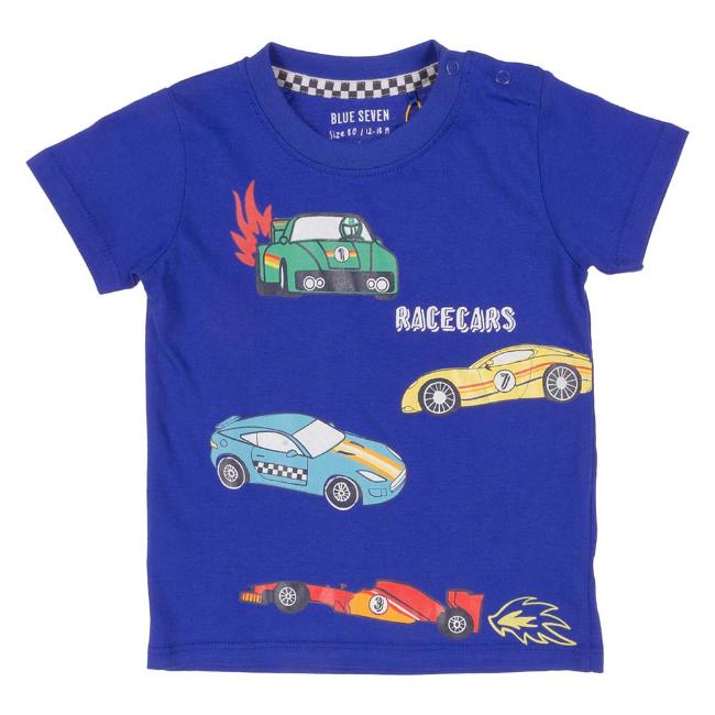 Picture of Blue Seven Mini Boys Racing Cars Top - Blue
