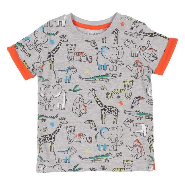 Picture of Blue Seven Mini Boys Jungle Print Top - Grey