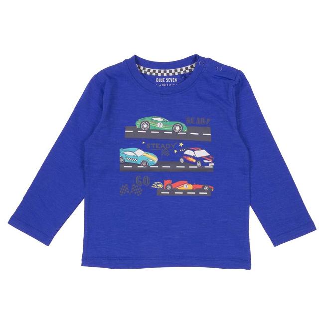 Picture of Blue Seven Mini Boys Long Sleeve Racing Cars Top - Blue