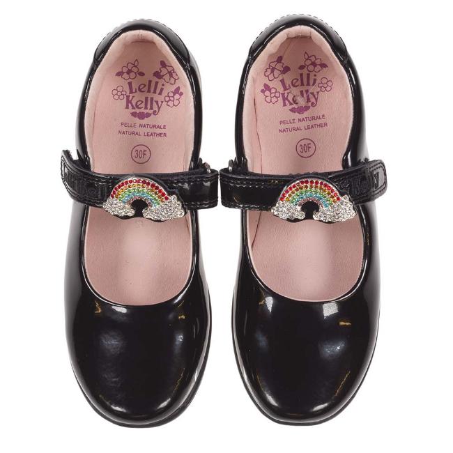 Picture of Lelli Kelly Brite 2 Rainbow Dolly School Shoe F Fitting - Black Patent