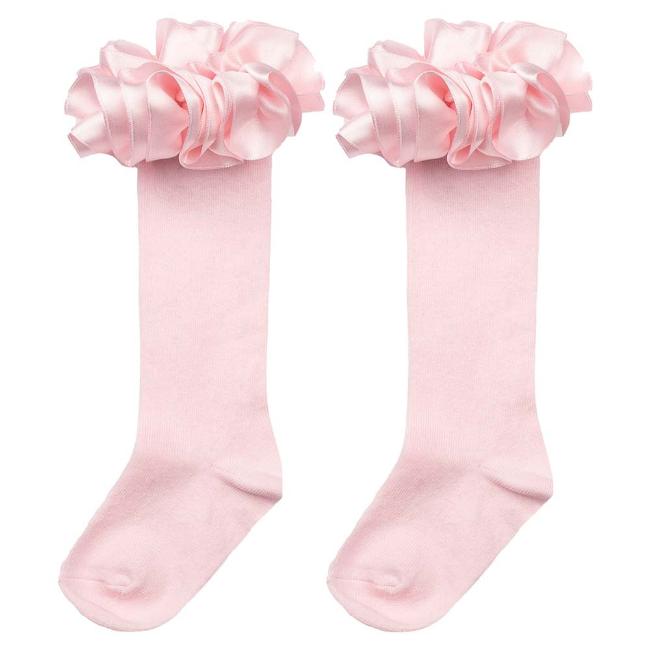 Picture of Caramelo Kids Satin Ruffle Ribbon Knee Socks - Pink